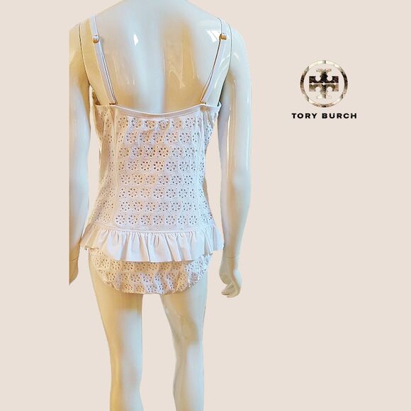 TORY BURCH NEW BRODERIE ANGLAISE Eyelet Corset Convertible 1-Pc Swimsuit XL - Picture 10 of 11